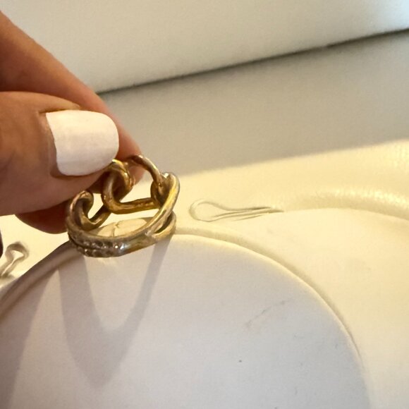 UNIQUE LINK FASHION RING WITH CLEAR RHINESTONE 6.5 - Picture 4 of 6